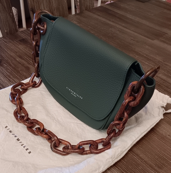 Simon Miller Green and Brown Crossbody Bag with Chain Strap - Picture 6 of 16
